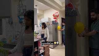 Wait for it 😆🤘 #lovemarriage #scareprank #husbandwife #couplegoal #funny #couple #reaction #fyp