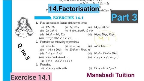 8th class maths| Chapter 14|Factorisation|💁‍♀️Exercise 14.1 |Q no 3 |Part 3|with notes| CBSE| NCERT|