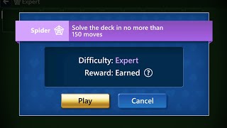 Solitaire Solution | Star Club_Spider_Expert II_1_Solve the deck in no more than 150 moves screenshot 1