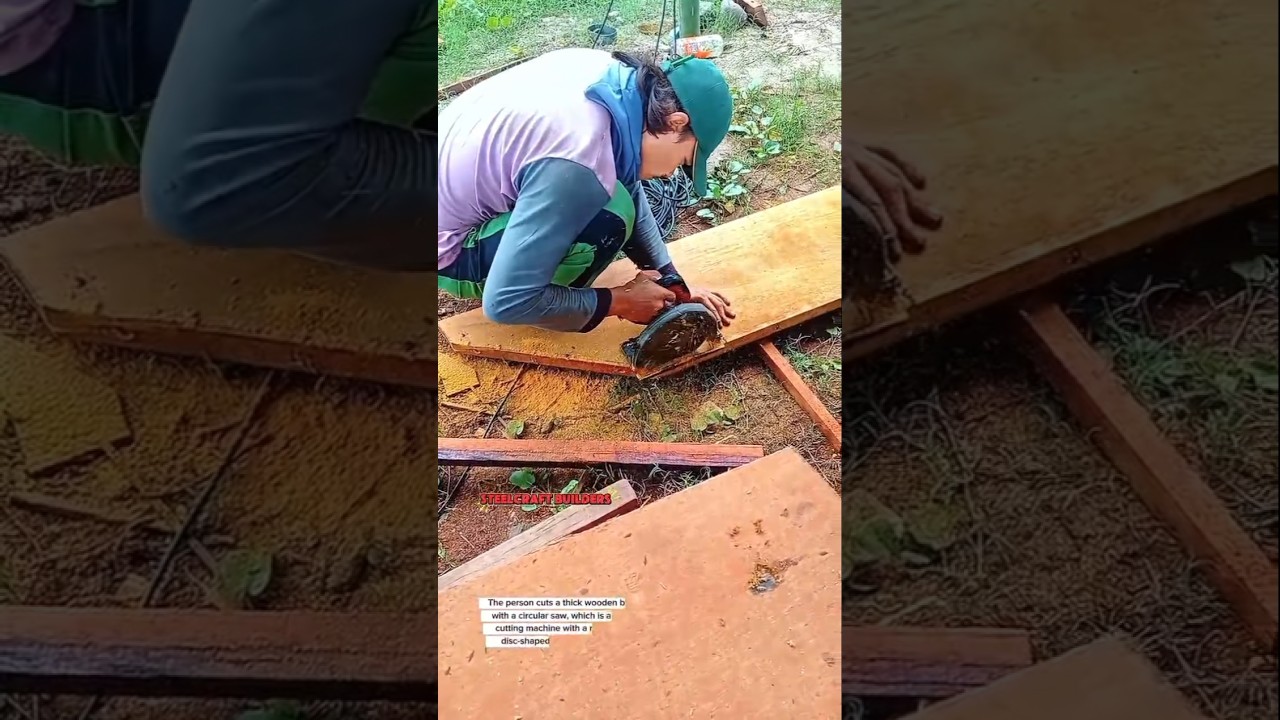 Cutting Thick Wooden Planks Using a Circular Saw | Traditional Woodworking Process