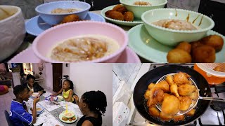 LETS MAKE BREAKFAST TOGETHER| Puff puff and pap😋#minivlog