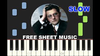 SLOW piano tutorial "VALSE N°2" by Chostakovitch, with free sheet music (pdf)