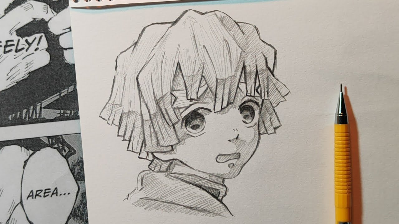 Zenitsu Agatsuma drawing - Demon Slayer | how to draw Zenitsu step by