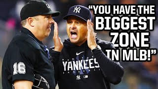 Aaron Boone tells ump he has the biggest strike zone in MLB, a breakdown