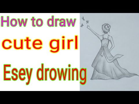 How to draw cute girl || Esey drowing - YouTube