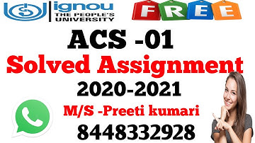 #ignou ACS -01 Free Solved Assignment 2020-21 By STUDY ZONE