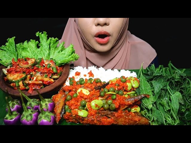 BEBERUK TERONG KHAS LOMBOK..IKAN CUEK SAMBAL LEUNCA , ASMR INDONESIA