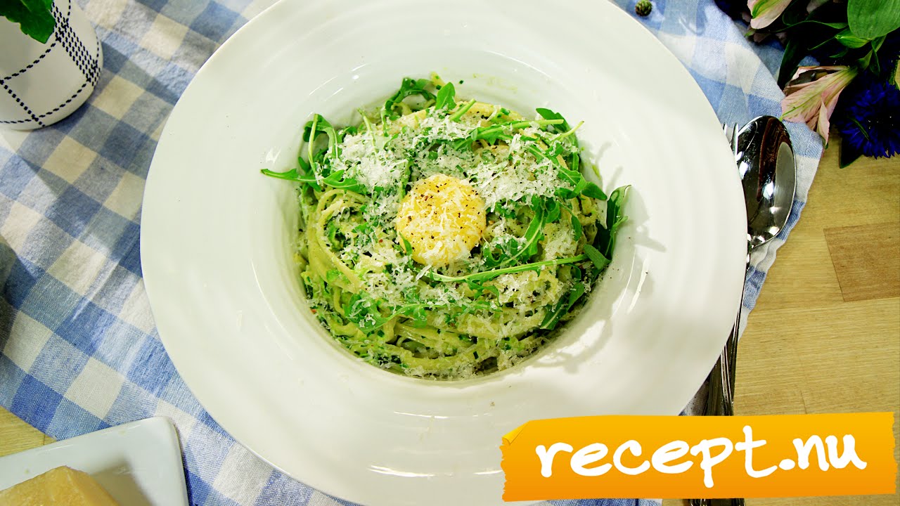 Mitt kök Vegetarisk pasta carbonara med ärtor och mynta TV4 YouTube