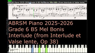 Abrsm Piano 2025 2026 Grade 6 B5 Mel Bonis Interlude From Interlude Et Valse Lente, Op 38
