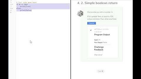 IT-140 Introduction to Scripting in Python Codio Challenge 4. 2. Simple boolean return