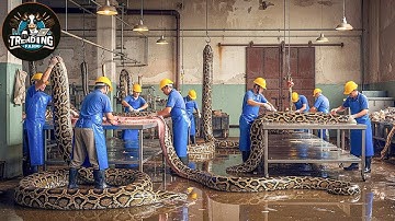 Hoe miljoenen pythons worden verwerkt – Massale pythonteelt voor huid, vlees en vet | Pythonfabriek