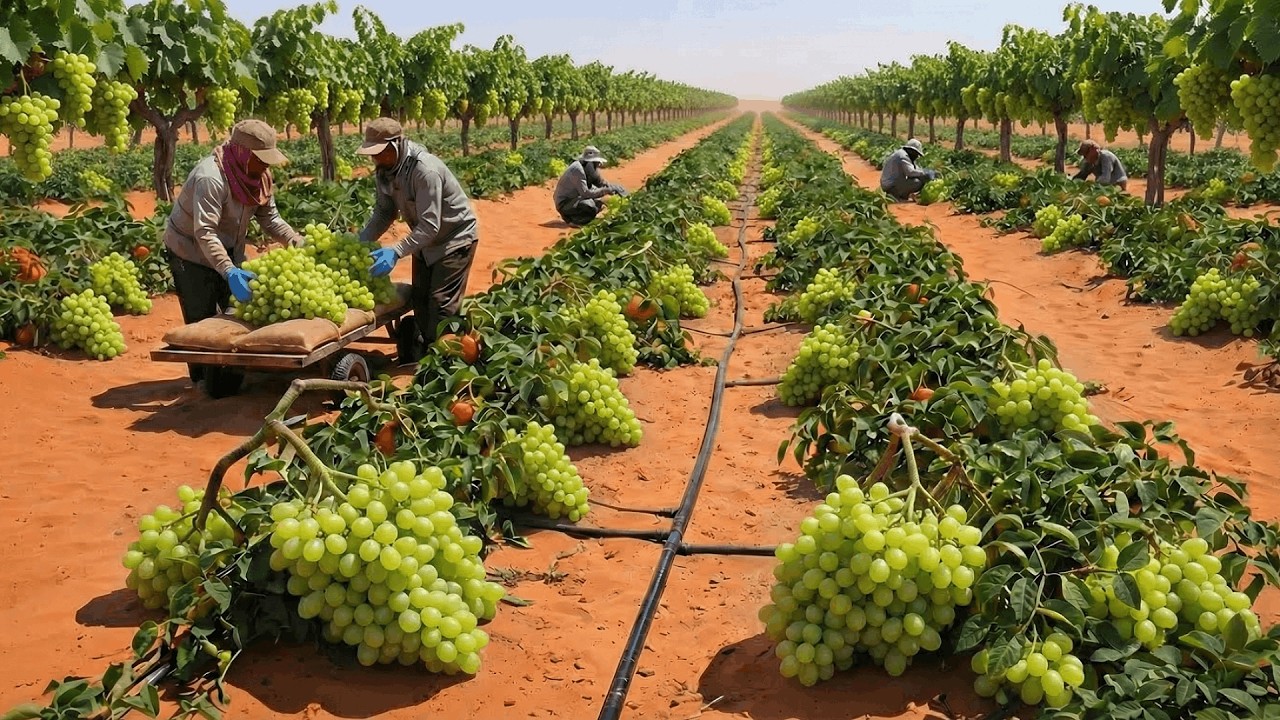 How to Grow Trees in the Desert: Harvesting Millions of Sweet Green Grapes | 4K resolution