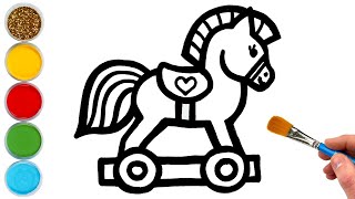 horse toy drawing painting and coloring for kids toddlers lets draw paint together
