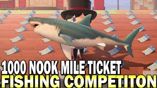 1,000 Nook Mile Ticket Prize Fishing Competition! Animal Crossing New Horizons Gameplay