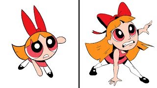 Artist Illustrates Popular Cartoon Characters In Their  Style VS Her Own