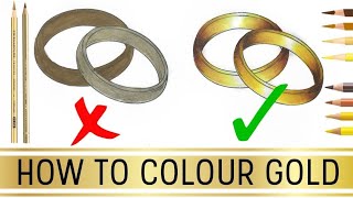 Tutorial: Gold in Coloured Pencil