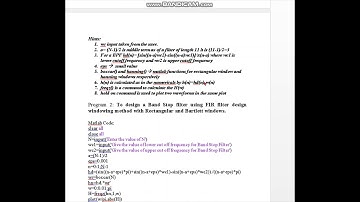 Matlab Code FIR Filter Design