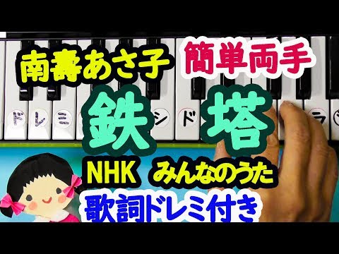 「鉄塔」南壽あさ子NHKみんなのうた２０１９・１０月１１月簡単ピアノドレミ楽譜と歌詞字幕付き両手