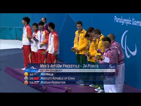 Swimming - Men's 4x100m Freestyle Relay - 34pts Victory Ceremony - London 2012 Paralympic Games