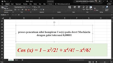 Metode Numerik : DERET TAYLOR Bentuk Khusus pada COS (x) dengan Ms.Excel!!!