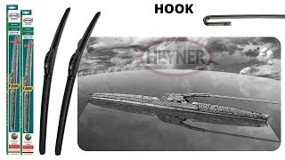 How to fit HEYNER HYBRID Windscreen wiper blades on hook (U) wiper arm