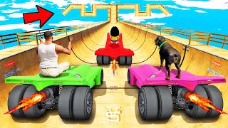 SHINCHAN AND FRANKLIN TRIED THE HIGHEST MEGA RAMP JUMP CHALLENGE WITH ROCKET CARS IN GTA 5