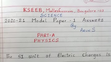 KSEEB Science Model Paper - 1 Key Answers SSLC EXAM 2021