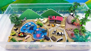 Farm Diorama In Box | Small World With Farm Animals | Cow Horse Dog Cat