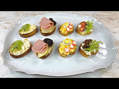 4 Вида самых ЛЕГКИХ И ВКУСНЫХ БУТЕРБРОДОВ на Праздничный, Новогодний Стол. Меню на Новый Год 2022
