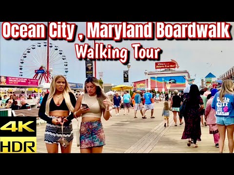 [4KHDR] Ocean City , Maryland Boardwalk Walking Tour Summer 2023