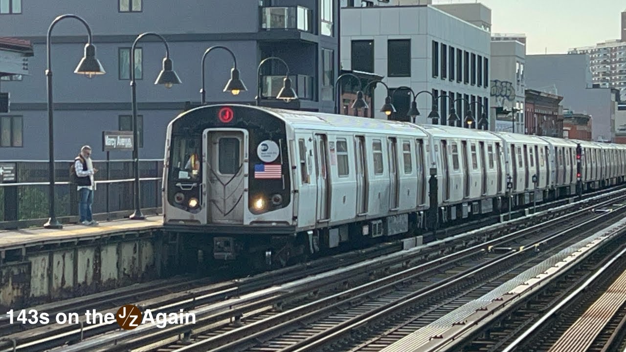Canadian R143 Train R143 (J) train action @Marcy ave and Hewes st - YouTube