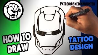 How to Draw Iron Man Mask - Draw Tattoo Art - Drawing Step by Step for Beginners - Skull Art