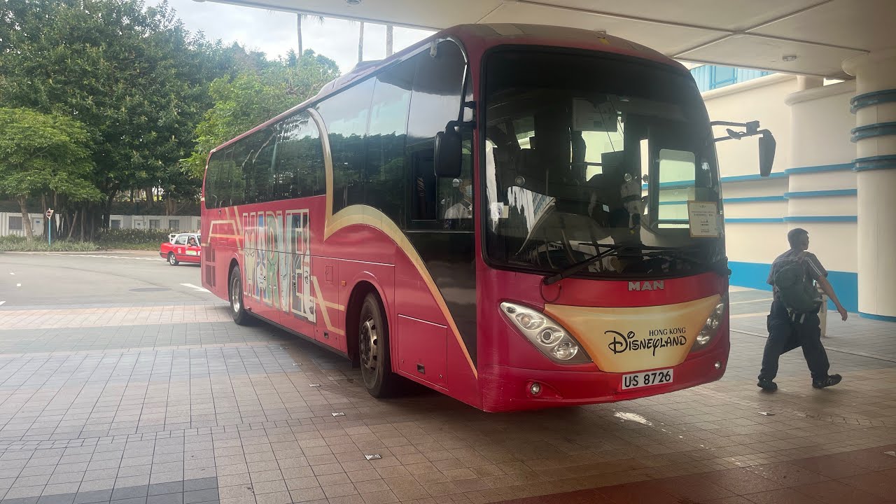 Hong Kong Coach 迪士尼樂園穿梭巴土 Man RR2 US8726 迪土尼站-迪士尼好菜嗚 酒店(冠忠巴士派車) - YouTube
