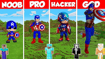 Captain America Statue Build Battle Challenge - Noob vs Pro vs Hacker vs God - Minecraft Animation