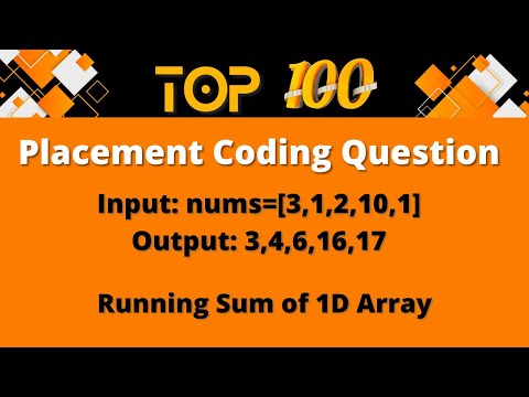 Top 100 Coding Question for Placement - 36 | Running Sum in 1D Array