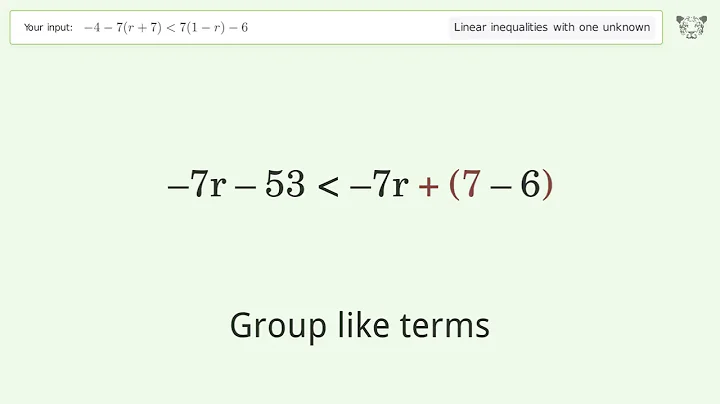 Solving Linear Inequalities: -4-7(r+7) is Smaller Than 7(1-r)-6