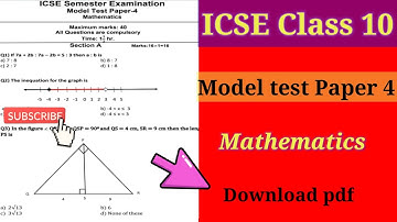 ICSE Class 10 Maths model test paper 4  👍 | MCQ sample paper series icse class 10 | download paper |