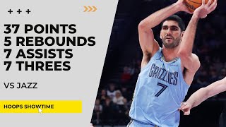 Santi Aldama 37 Points, 7 Ists, 7 Threes, 5 Rebs Vs Jazz I 25-26 Nba Season