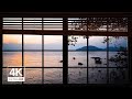 4K Sunset at lake window view - Relaxing, Calming, Ambience, white noise (ASMR)