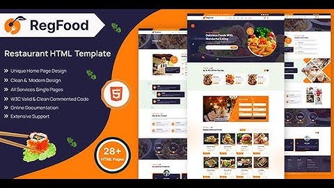 Mẫu HTML Template Nhà Hàng  Ẩm Thực Đặt Bàn Restaurant Food Ordering System HTML Template - RegFood