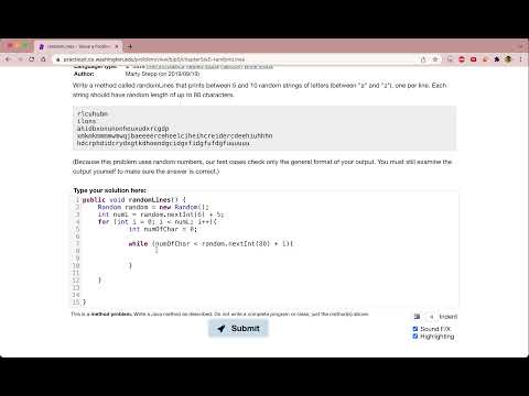 Exercise 5.5 (randomLines) Java Tutorial || Practice-It