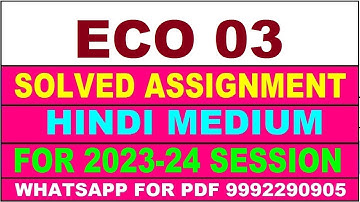 eco 03 solved assignment 2023-24 | eco 3 solved assignment in hindi 2024 | eco 3 2024