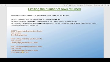 Chapter 7 - SQL SERVER Limiting the number of rows returned | OFFSET and FETCH Clause In HINDI....