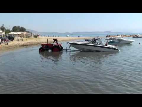 sea ray boat launch on lecanvey beach - youtube