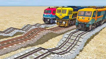 😱IMPOSSIBLE😱 3 TRAINS RUNNING ON RISKY RAILWAY TRACKS | Most Dangerous Railroad Tracks | Train Game