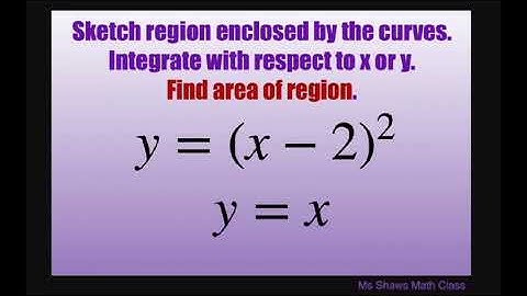 Sketch region enclosed by curves and lines y = x and y = (x-2)^2. Find area of region