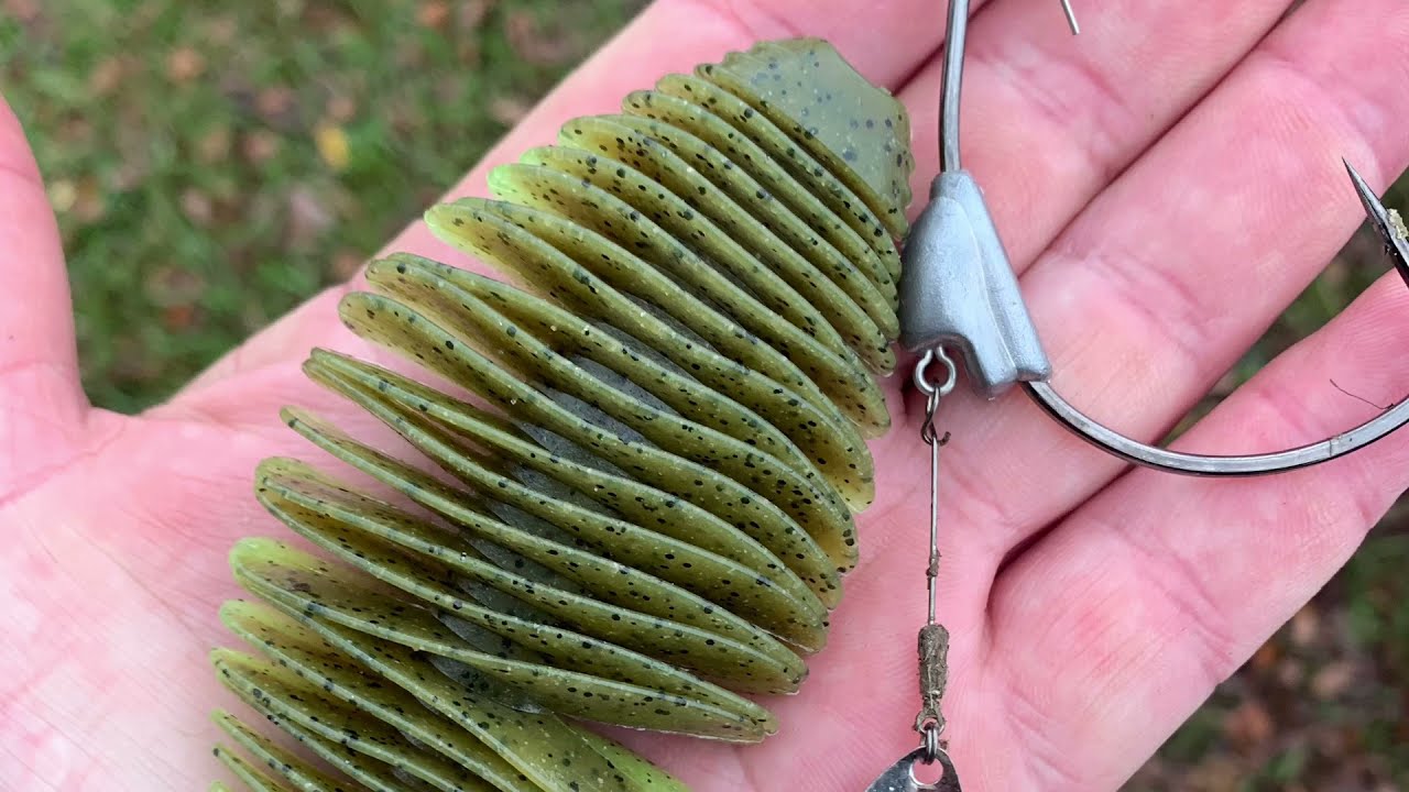 My favorite lure set up for bass right now. Bellows gill 5.8 with the owner  flashy swimmer 8/0 hook 