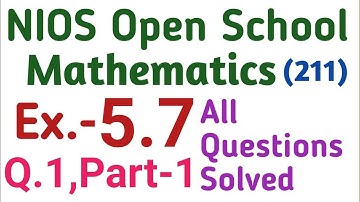 Ex- 5.7, Q.1, Part-1, Chapter 5 NIOS 10th mathematics, Linear Equation रैखिक समीकरण, NIOS