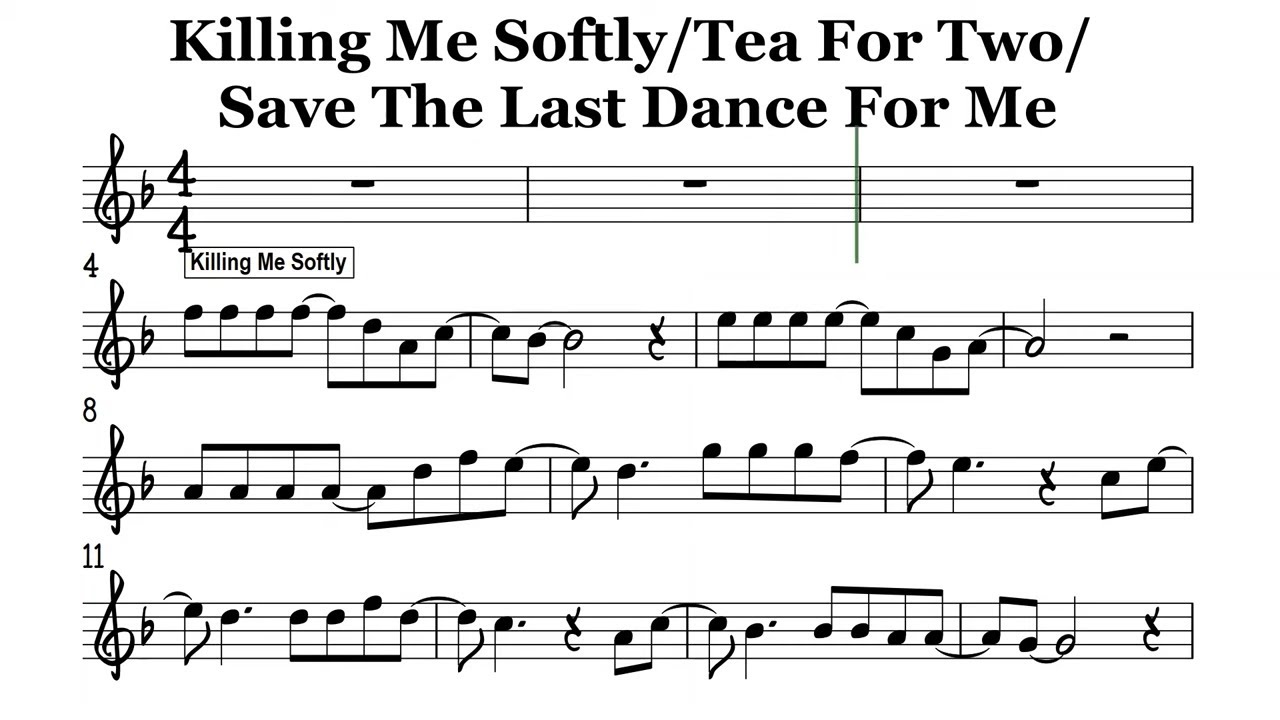 MEDLEY Flute Violin Killing Me Softly Tea For Two Save The Last Dance For Me Sheet Backing Partitura