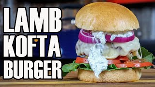 Lamb kofta burger with tzatziki sauce